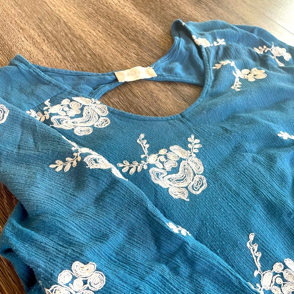 Blue Floral Embroidered Dress